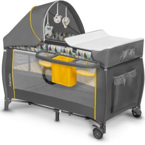 Lionelo SVEN PLUS ceļojumu gulta krāsa YELLOW SCANDI