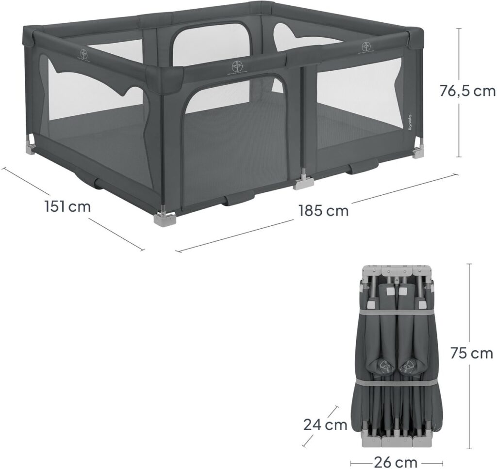 Lionelo FLORENCE viegli salokāma rotaļu manēža krāsa GREY GRAPHITE