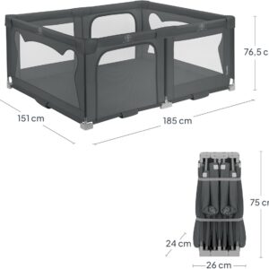 Lionelo FLORENCE viegli salokāma rotaļu manēža krāsa GREY GRAPHITE