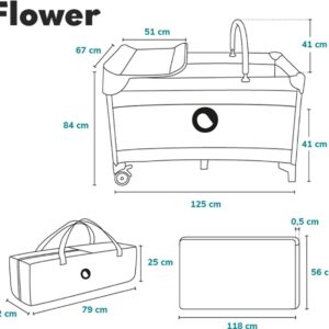 Lionelo FLOWER bērnu ceļojumu gultiņa krāsa CAPPUCCINO