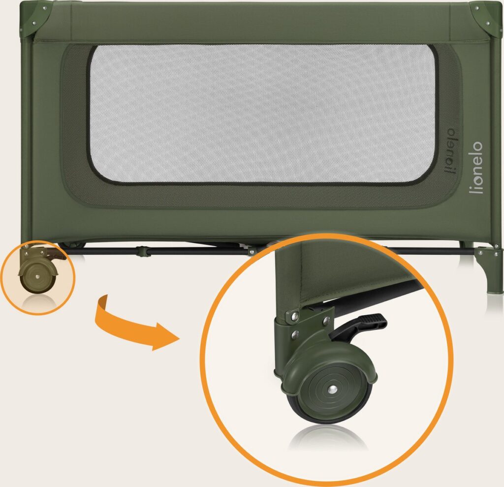 Lionelo JASMIN EASY FOLD ceļojumu gulta krāsa GREEN OLIVE