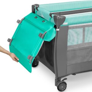 Lionelo SVEN PLUS ceļojumu gulta krāsa TURQUOISE/GREY