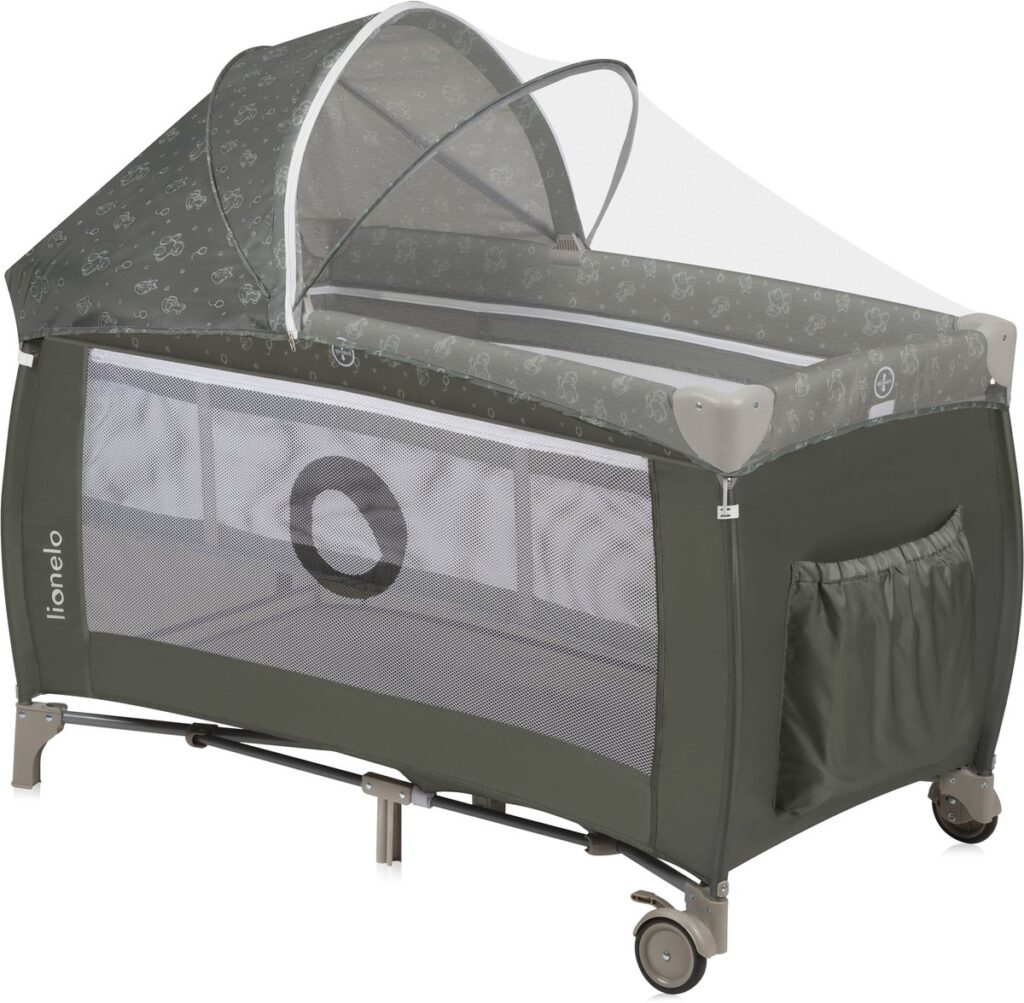 Lionelo SVEN PLUS ceļojumu gulta krāsa BEIGE OLIVE