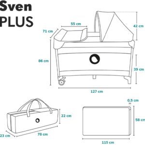 Lionelo SVEN PLUS ceļojumu gulta krāsa BEIGE OLIVE