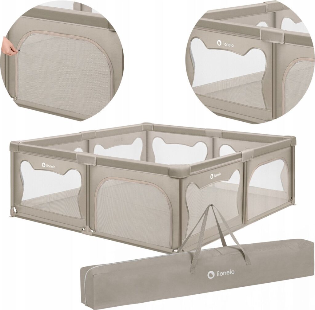 Lionelo WILLOW XL rotaļu manēža 207x187cm krāsa BEIGE SAND