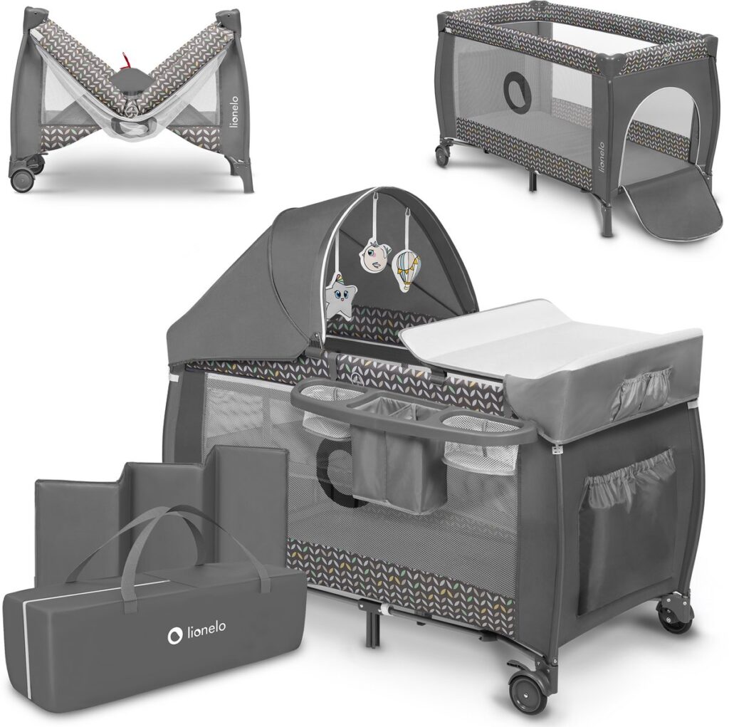 Lionelo SVEN PLUS ceļojumu gulta krāsa GREY SCANDI