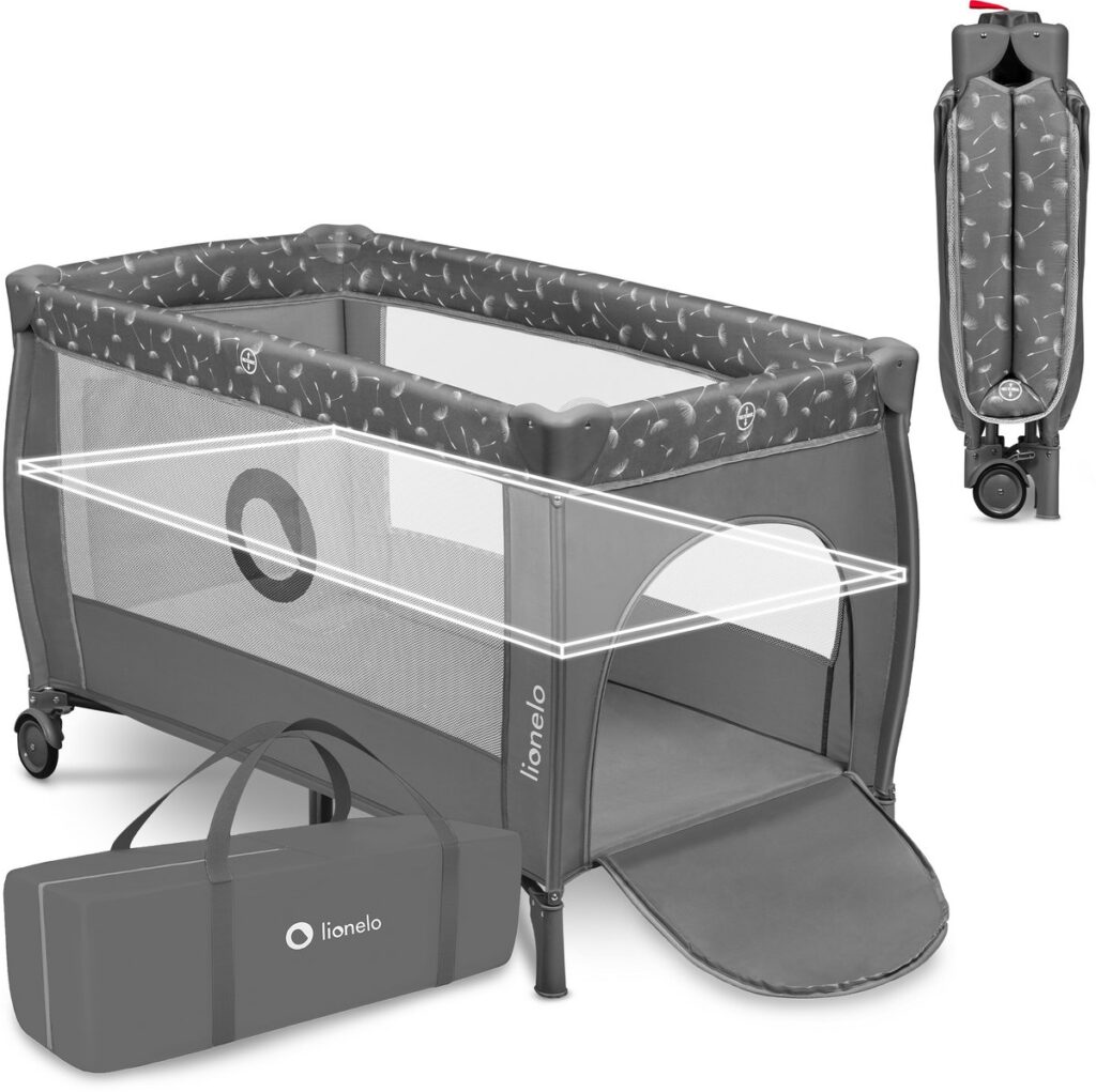 Lionelo STEFI PLUS ceļojumu gulta krāsa GREY WHITE