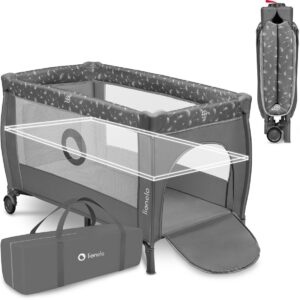 Lionelo STEFI PLUS ceļojumu gulta krāsa GREY WHITE