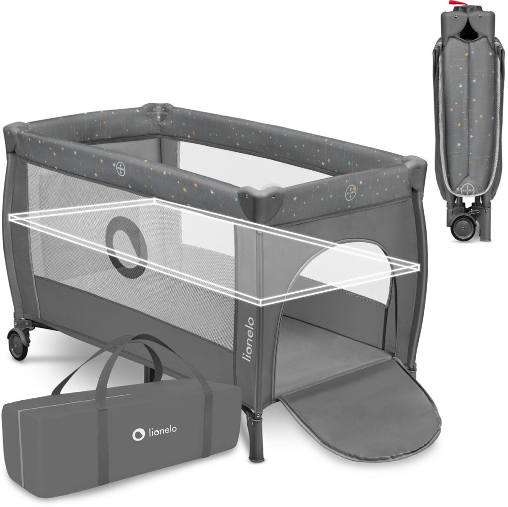 Lionelo STEFI PLUS ceļojumu gulta krāsa GREY MULTICOLOR