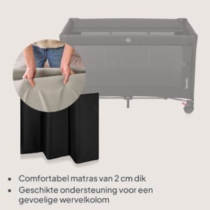 Lionelo ELLEN bērnu ceļojumu gulta krāsa BLACK CARBON
