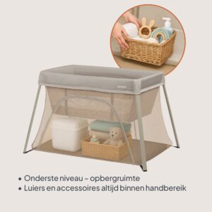 Lionelo ALICE bērnu ceļojumu gulta krāsa BEIGE OLIVE
