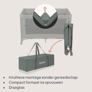 Lionelo ELLEN bērnu ceļojumu gulta krāsa GREEN SAGE
