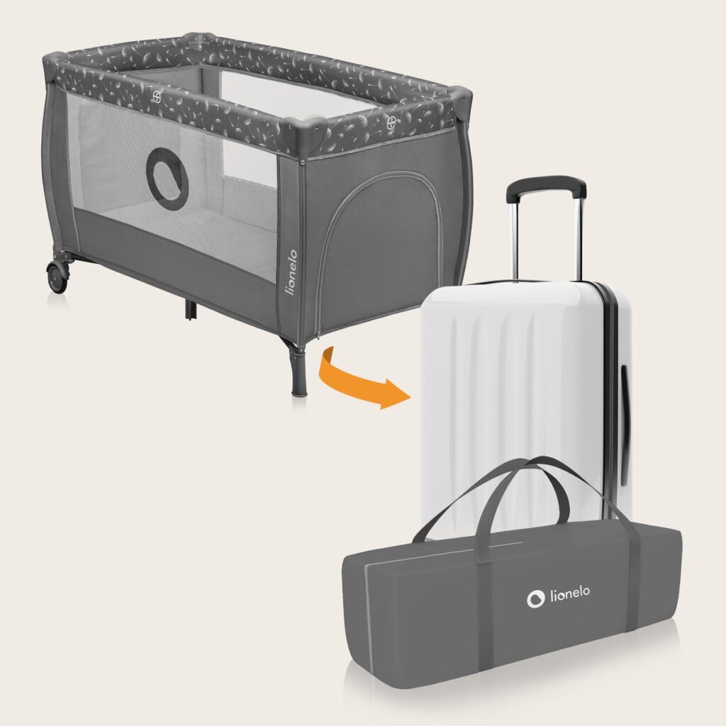 Lionelo STEFI PLUS ceļojumu gulta krāsa GREY WHITE