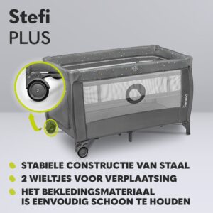 Lionelo STEFI PLUS ceļojumu gulta krāsa GREY MULTICOLOR