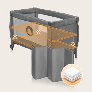 Lionelo STEFI PLUS ceļojumu gulta krāsa GREY MULTICOLOR