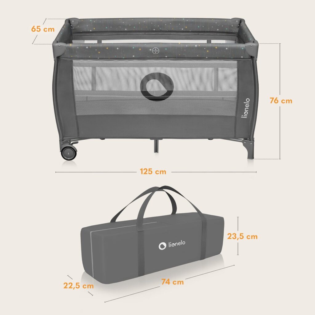 Lionelo STEFI PLUS ceļojumu gulta krāsa GREY MULTICOLOR