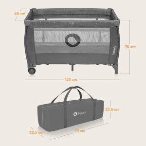 Lionelo STEFI PLUS ceļojumu gulta krāsa GREY MULTICOLOR
