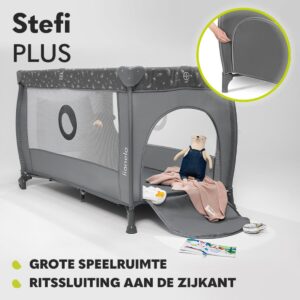 Lionelo STEFI PLUS ceļojumu gulta krāsa GREY WHITE