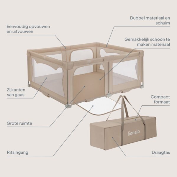 Autokreslini.lv | FLORENCE viegli salokāma rotaļu manēža krāsa BEIGE SAND bilde #5