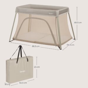 Lionelo ALICE bērnu ceļojumu gulta krāsa BEIGE OLIVE