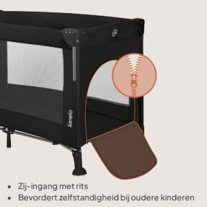 Lionelo ELLEN bērnu ceļojumu gulta krāsa BLACK CARBON