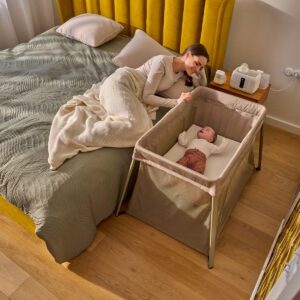 Lionelo ALICE bērnu ceļojumu gulta krāsa BEIGE OLIVE
