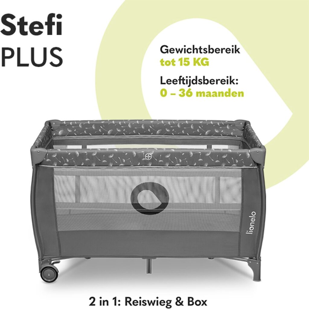 Lionelo STEFI PLUS ceļojumu gulta krāsa GREY WHITE