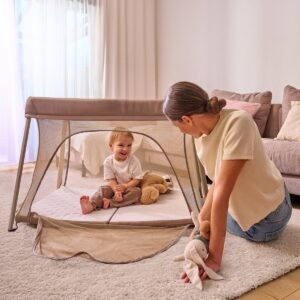 Lionelo ALICE bērnu ceļojumu gulta krāsa BEIGE OLIVE