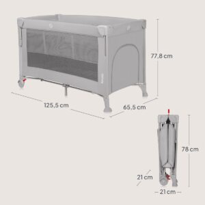 Lionelo ELLEN bērnu ceļojumu gulta krāsa GREY CONCRETE