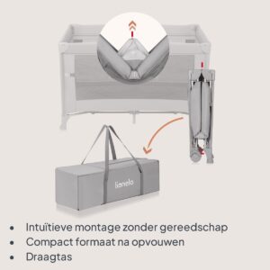 Lionelo ELLEN bērnu ceļojumu gulta krāsa GREY CONCRETE