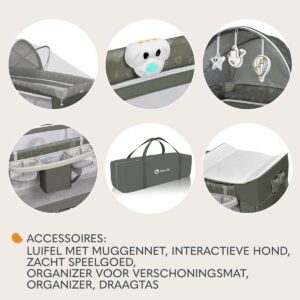 Lionelo SVEN PLUS ceļojumu gulta krāsa BEIGE OLIVE