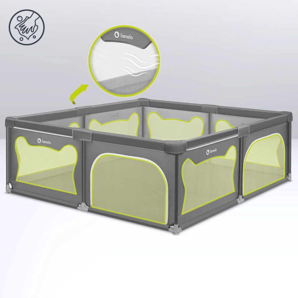 Lionelo WILLOW XL rotaļu manēža 207x187cm krāsa GREY CONCRETE