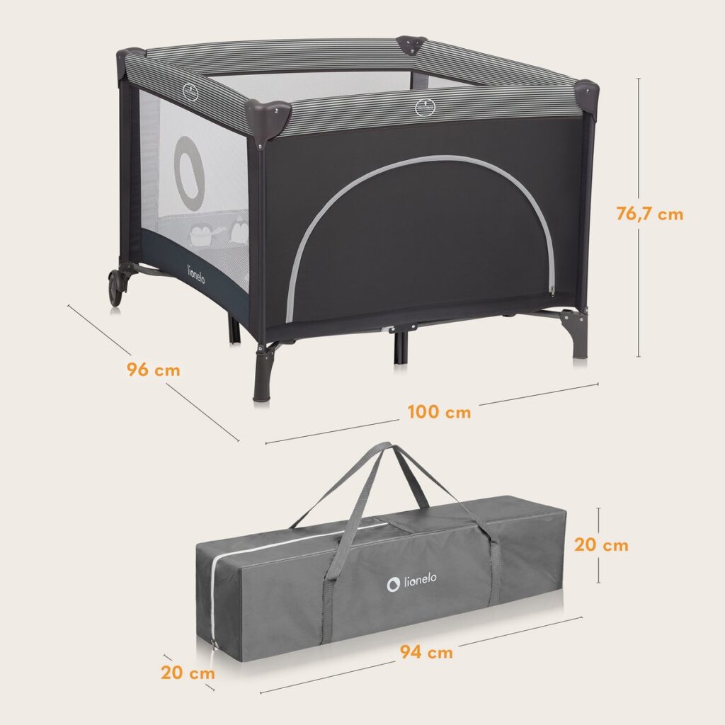 Lionelo BONNIE rotaļu manēža krāsa GREY SCANDI