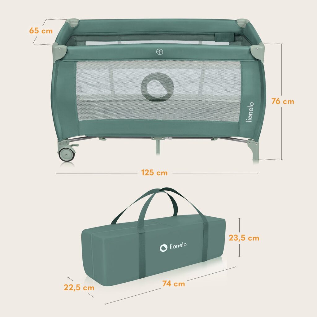 Lionelo STEFI PLUS ceļojumu gulta krāsa GREEN OLIVE
