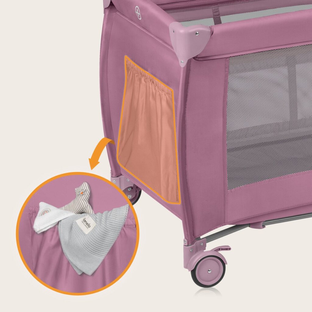 Lionelo STEFI PLUS ceļojumu gulta krāsa PINK MAGNOLIA