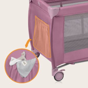 Lionelo STEFI PLUS ceļojumu gulta krāsa PINK MAGNOLIA