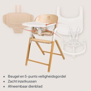 Lionelo CELIA barošanas krēsls bērniem krāsa WHITE NATURAL WOOD