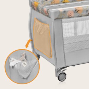 Lionelo STEFI PLUS ceļojumu gulta krāsa PINK YELLOW