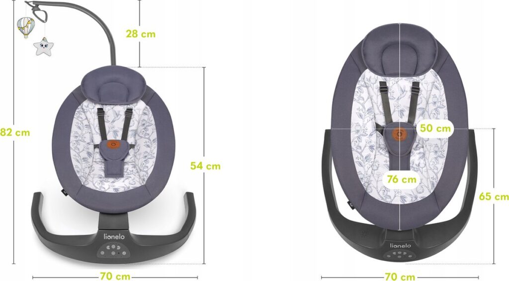 Lionelo RALF mazuļu šūpuļkrēsliņš krāsa GREY WHITE