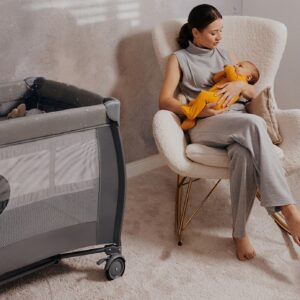 Lionelo STEFI PLUS ceļojumu gulta krāsa GREEN OLIVE