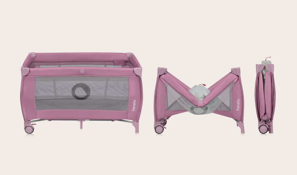 Lionelo STEFI PLUS ceļojumu gulta krāsa PINK MAGNOLIA