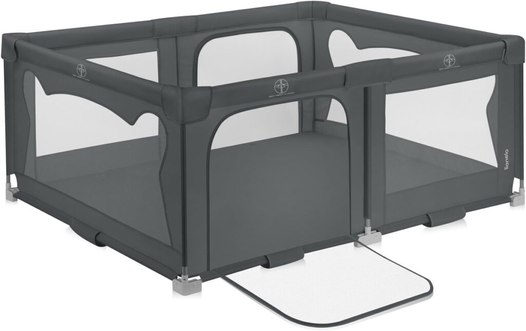 Lionelo FLORENCE viegli salokāma rotaļu manēža krāsa GREY GRAPHITE