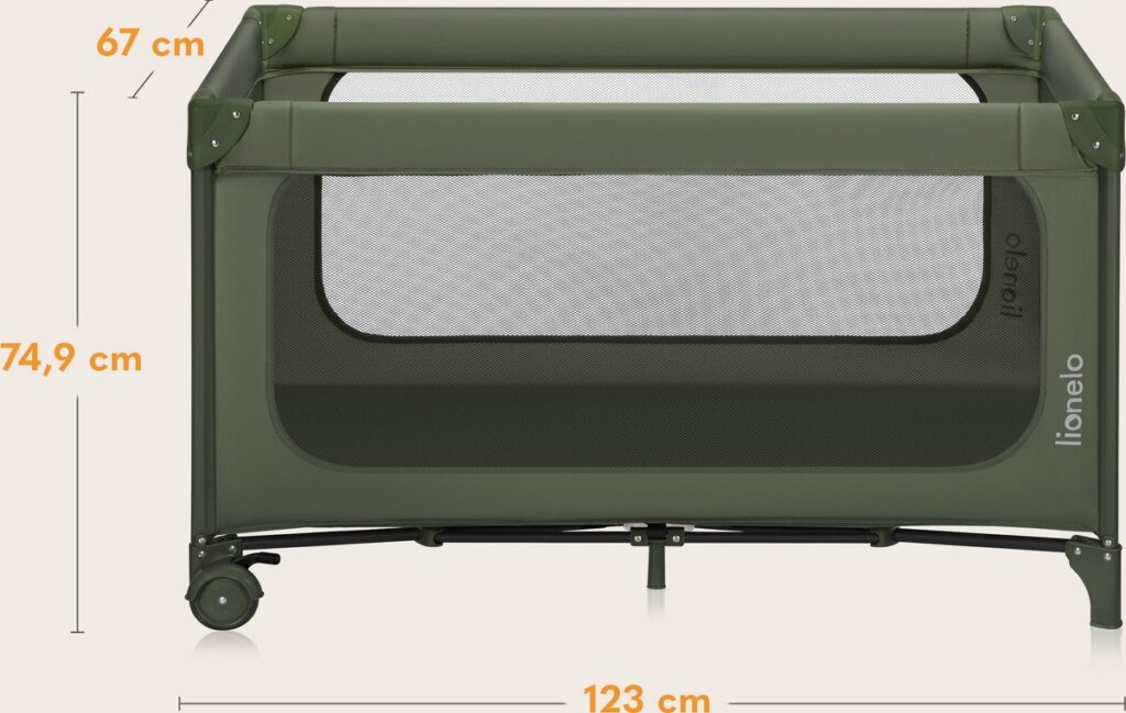 Lionelo JASMIN EASY FOLD ceļojumu gulta krāsa GREEN OLIVE