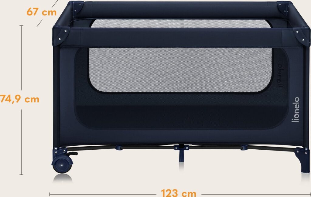 Lionelo JASMIN EASY FOLD ceļojumu gulta krāsa BLUE NAVY