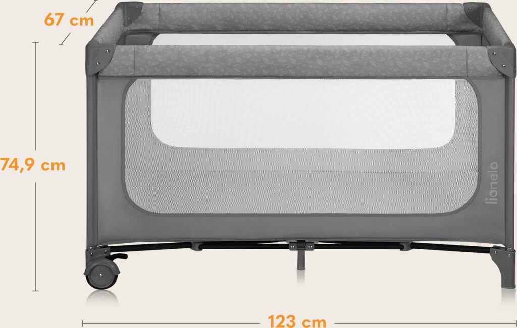 Lionelo JASMIN EASY FOLD ceļojumu gulta krāsa GREY STONE