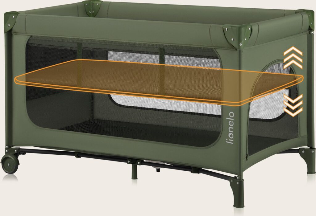 Lionelo JASMIN EASY FOLD ceļojumu gulta krāsa GREEN OLIVE