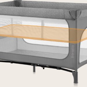 Lionelo JASMIN EASY FOLD ceļojumu gulta krāsa GREY STONE