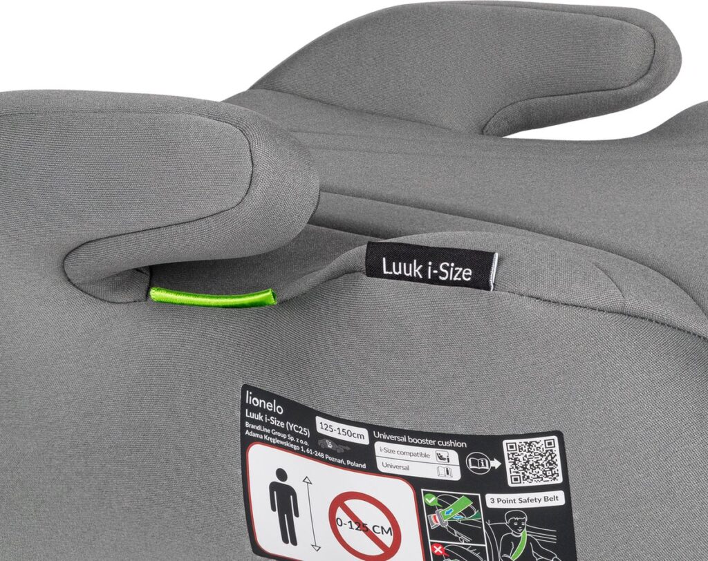 Lionelo Luuk I-Size auto paliktnis bērniem 125-150cm krāsa Grey