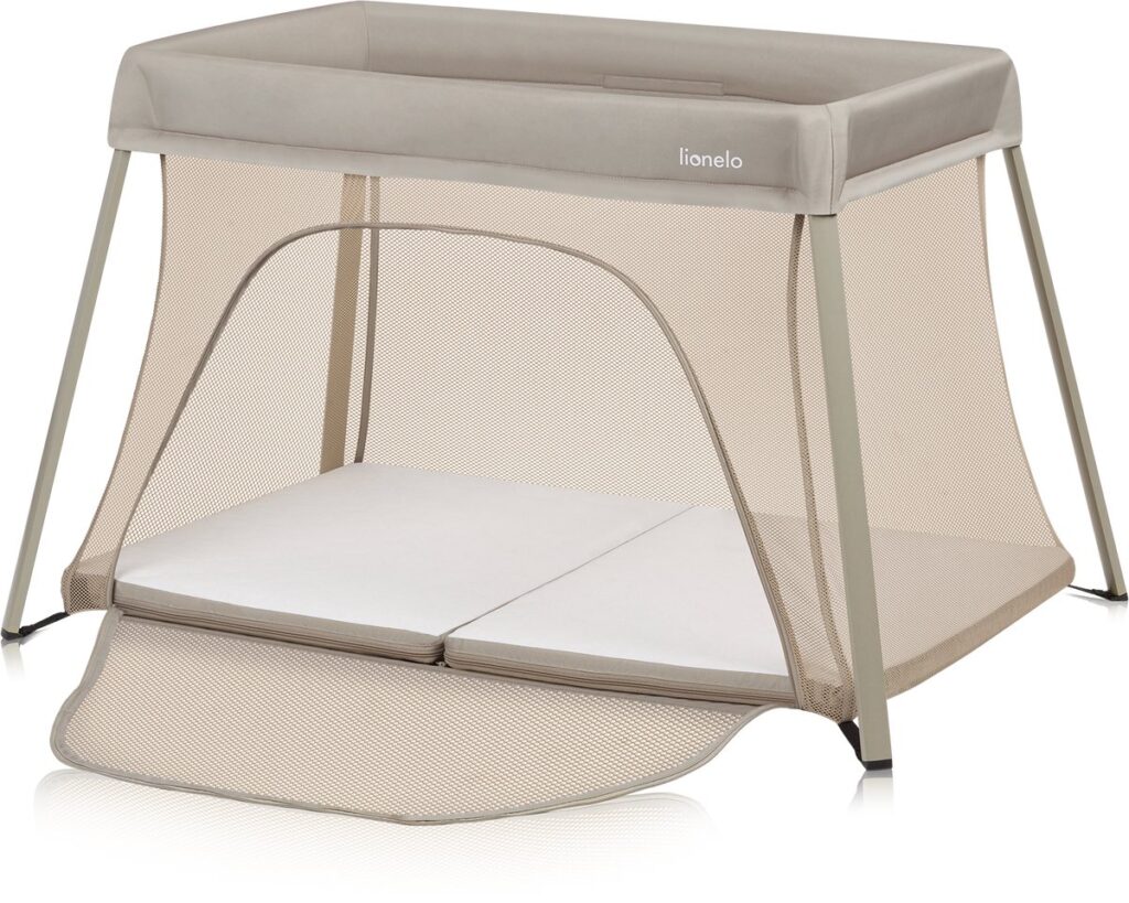Lionelo ALICE bērnu ceļojumu gulta krāsa BEIGE OLIVE