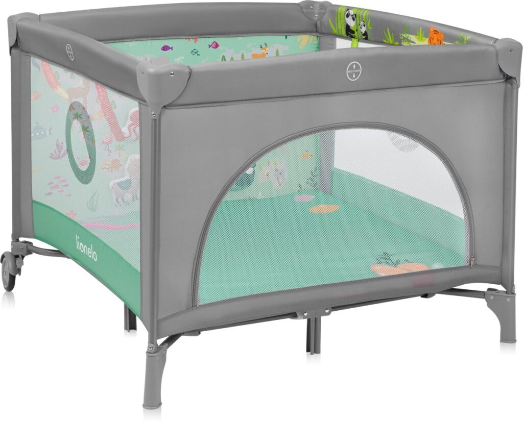 Lionelo MILLE PLUS rotaļu manēža bērniem krāsa GREY GREEN